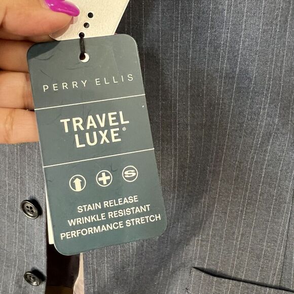 Perry Ellis Vest Size L Slim Fit Stretch Slate Gray Striped Business NWT - Picture 2 of 7